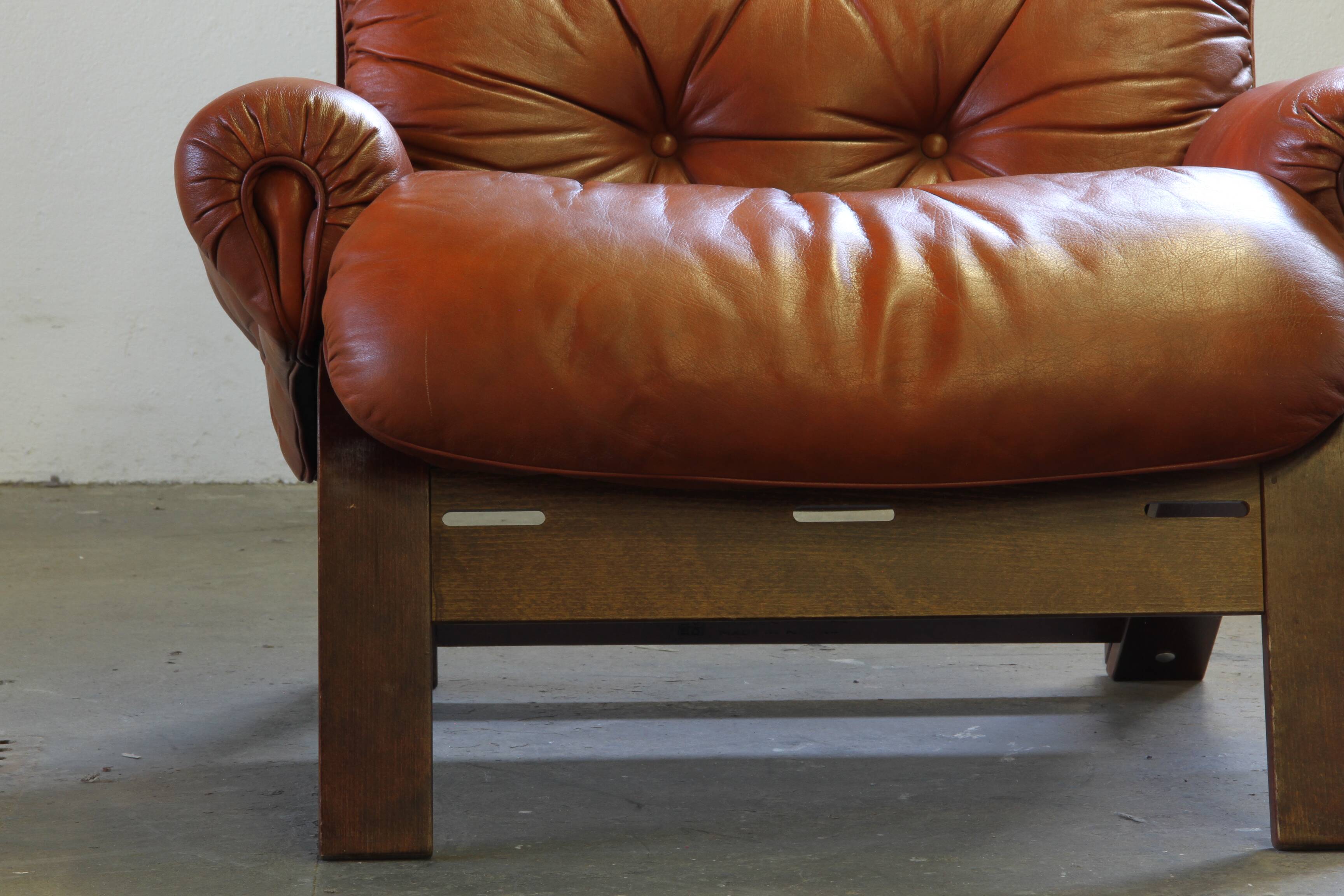 Vintage 1970s Leather Lounge Chairs by Elsa & Nordahl Solheim for Rybo Rykk