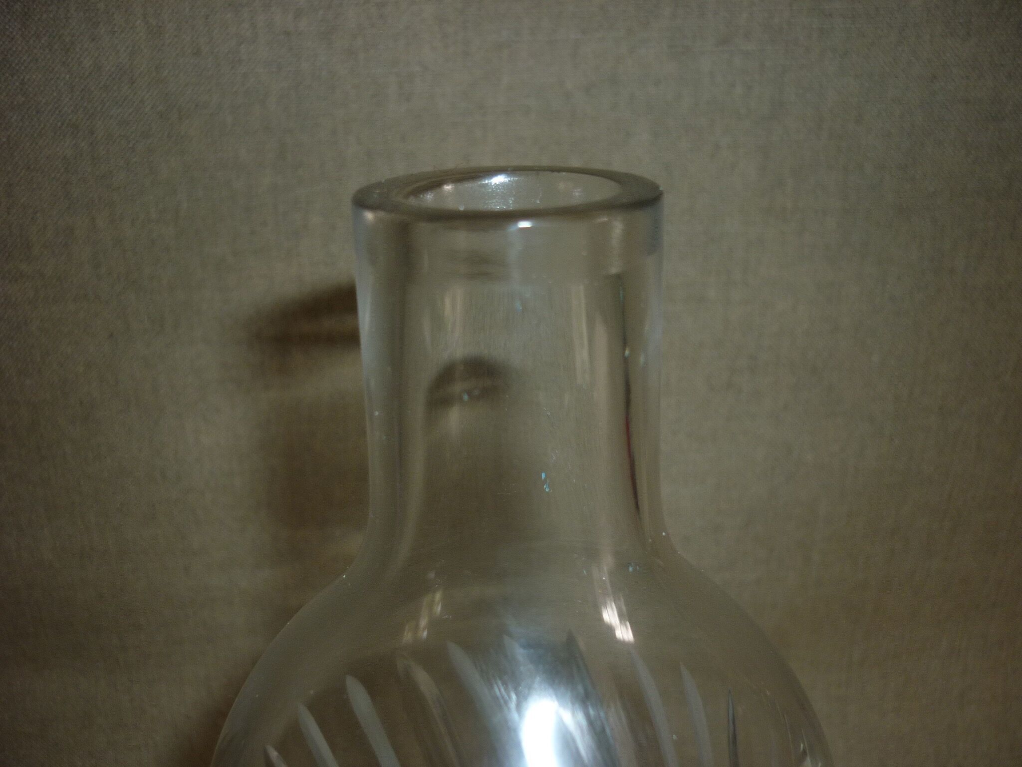 Chiseled glass bottle