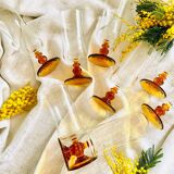 Lot de 8 flûtes champagne vintage verre ambré
