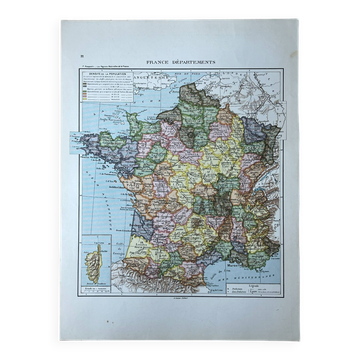 Original map of France 37x27cm - 1908