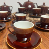 Villeroy & Boch vintage 60's complete coffee service in vitro enameled porcelain, glossy brown series