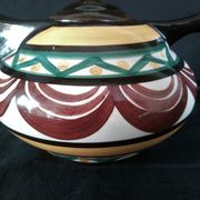 Art deco coffee service in St. Jean de Bretagne earthenware, hand painted (15 pieces)