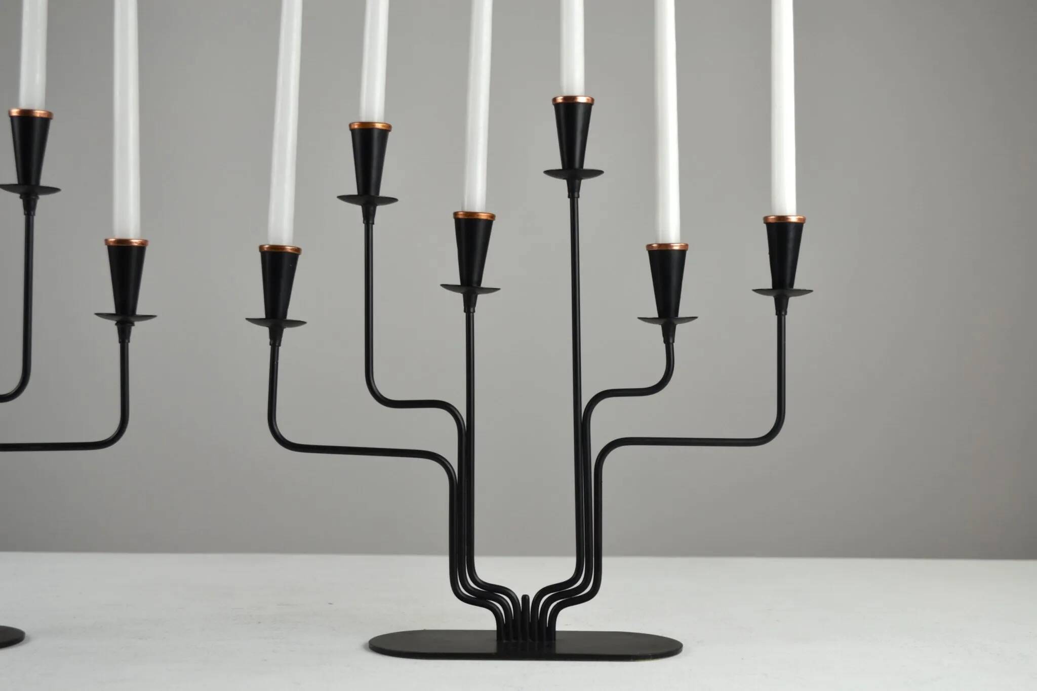 Pair of Six-Candle Candelabras — Gunnar Ander for Ystad-Metall, Sweden, 1960s