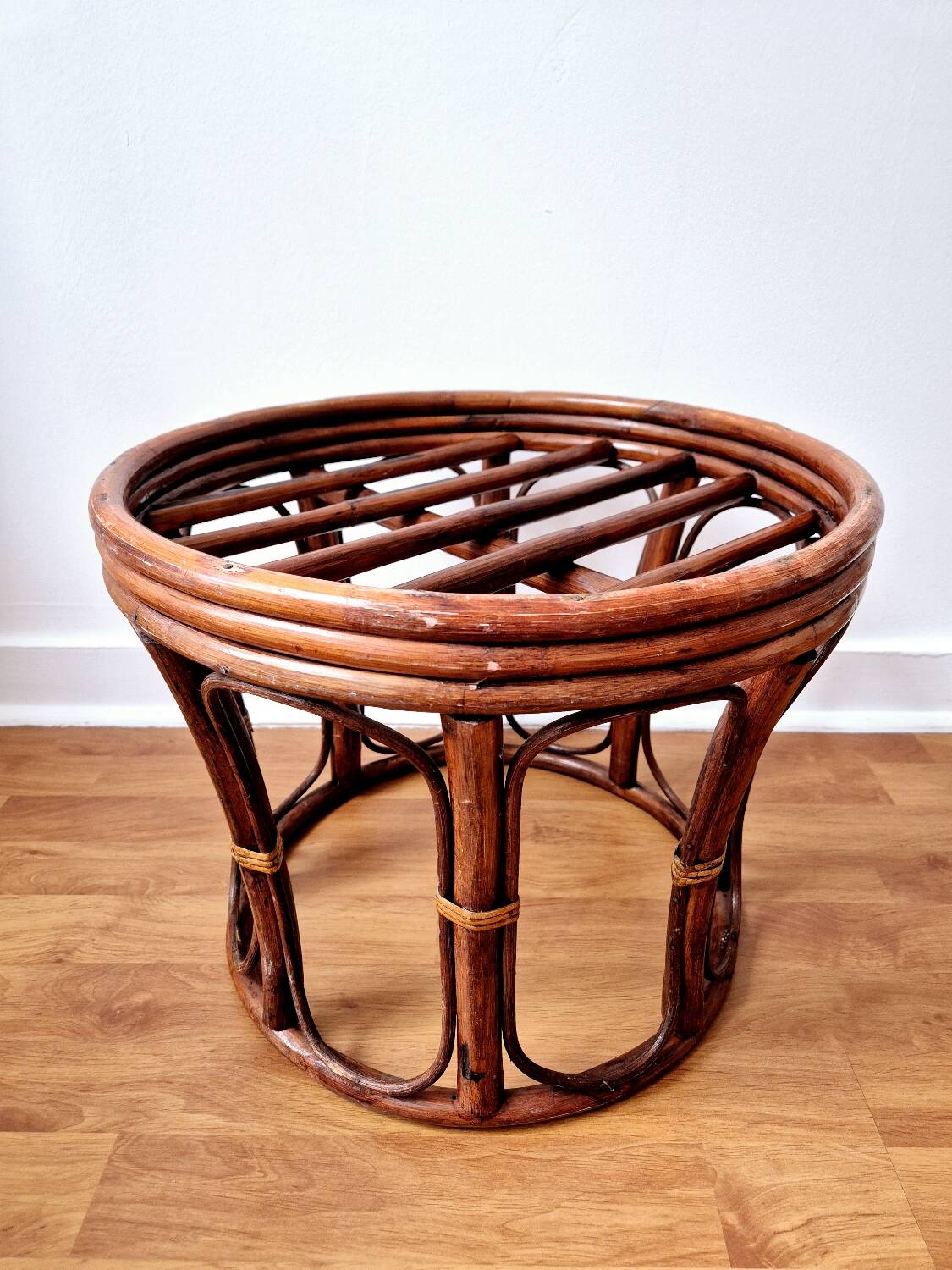 Tabouret/porte-plante en rotin - Vintage