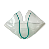 1970s glass trinket tray shaped like a handkerchief