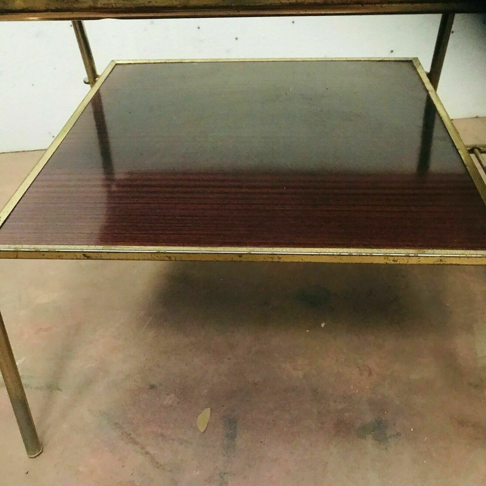 Vintage coffee table has two trays 20th century Around 1970