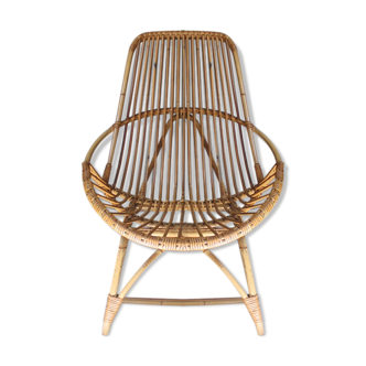 Armchair in rattan and bamboo vintage