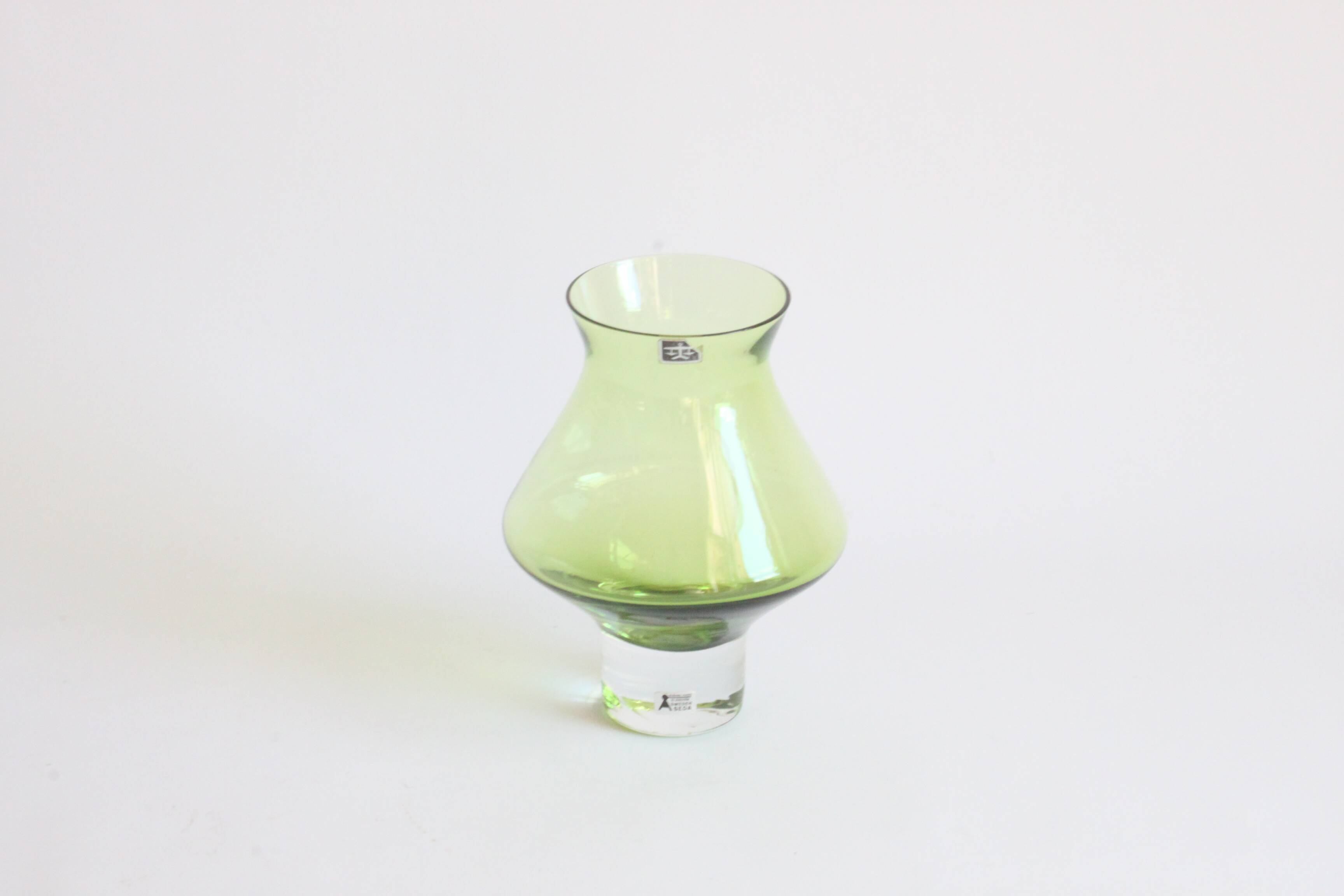 Space age green vase by Bo Borgstrom for Aseda Sweden 1960s