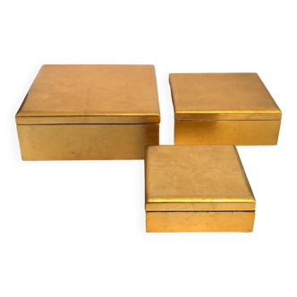 3 square golden nesting boxes
