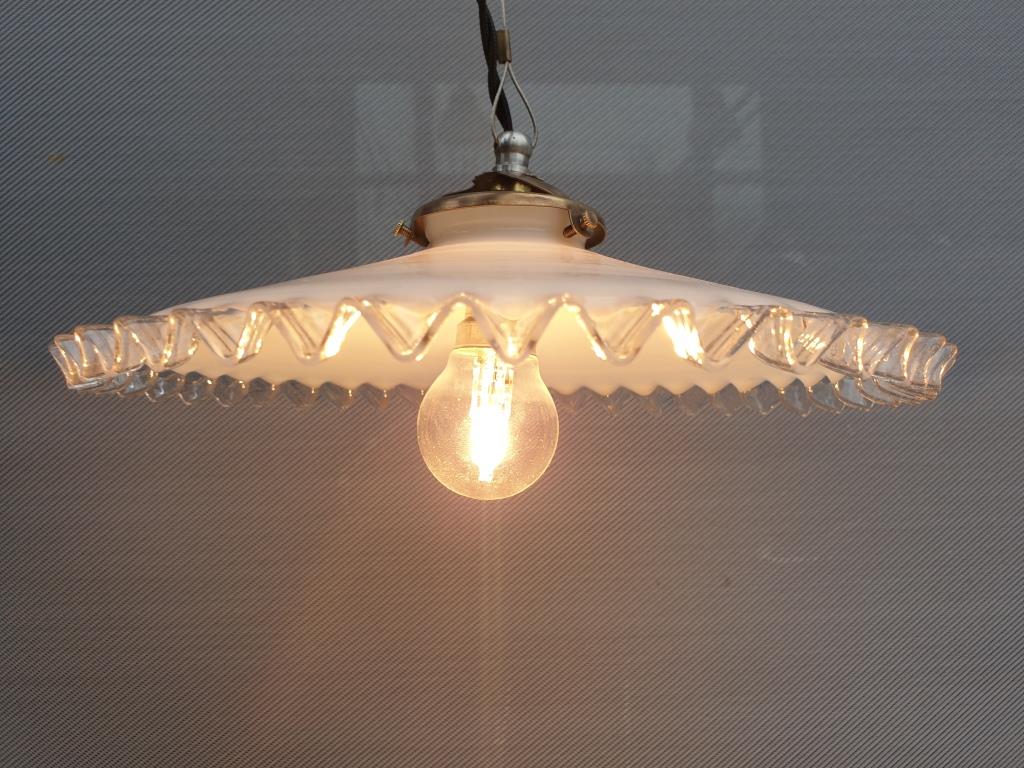 Art Deco ruffled opaline hanging