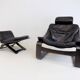 Nelo Kroken leather chair with ottoman by Ake Fribytter