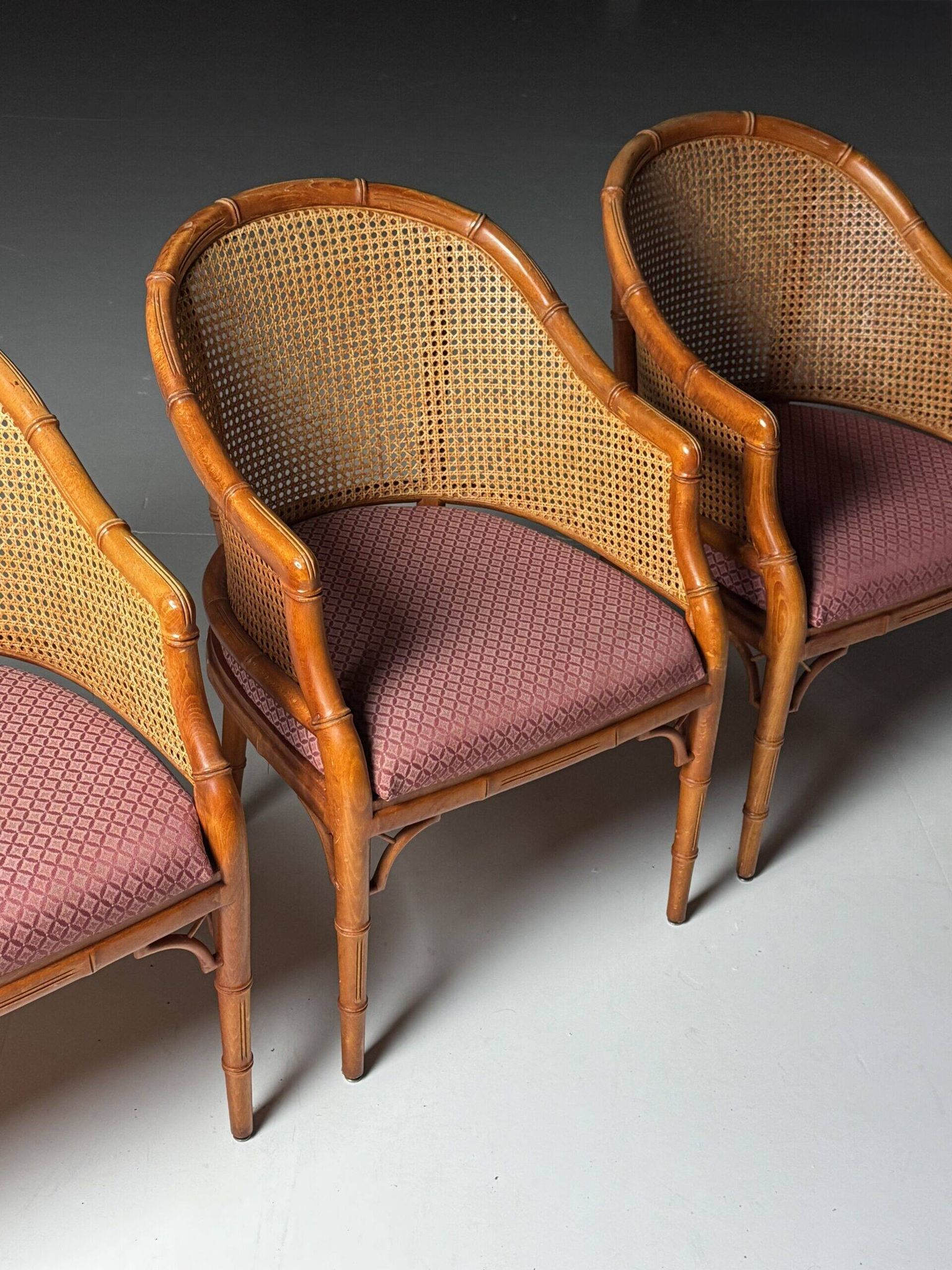 Ensemble de 4 chaises vintage en faux bambou