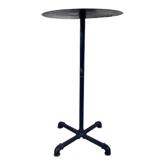 Blue steel pedestal table