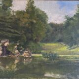 Paintings lot of 3 HST Landscapes Garden Pond early XX°