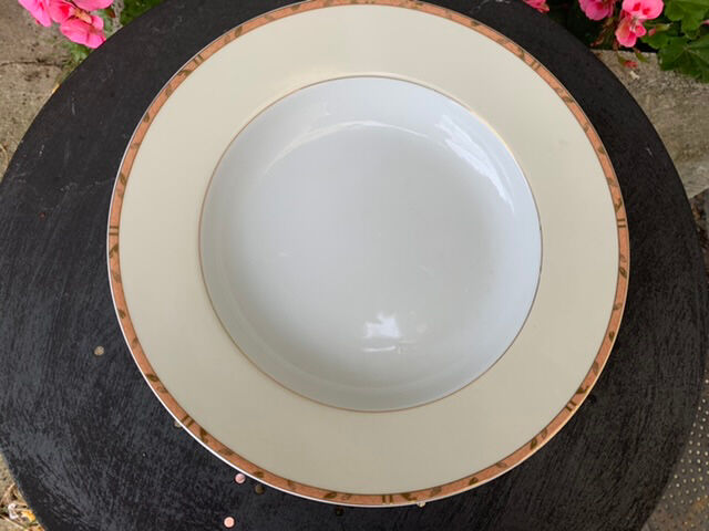 Hollow dish in limoges porcelain Guy Degrenne model vintage foliage