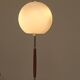 Modernist floor lamp in teak, chrome metal, opaline, Czechoslovakia 60s