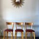 Set of 6 Luterma bistro chairs in blond wood and skaï 50s