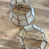 Set of 2 clamp lampshades in mother-of-pearl and brass