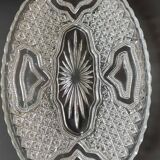 Aperitif dish in molded glass. stylish boho chic. starry, cross, leafy patterns