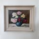 Vintage original floral rose oil painting, signed flower art