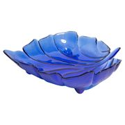 Decorative deep blue glass leaf plate, Italy, 1960s.