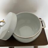 Large white tureen with gold edges art deco style