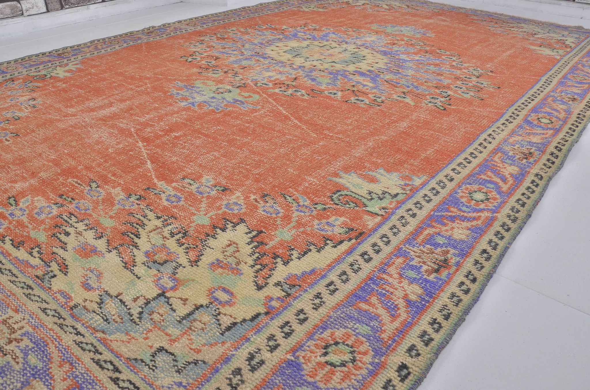 Orange Anatolian Vintage Turkish Rug sku 734