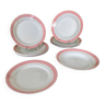 Pink and Gold Porcelain Plates Lunéville - Flat + Deep Plates Service