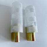 Pair of Vintage Glass Brass Wall Lights