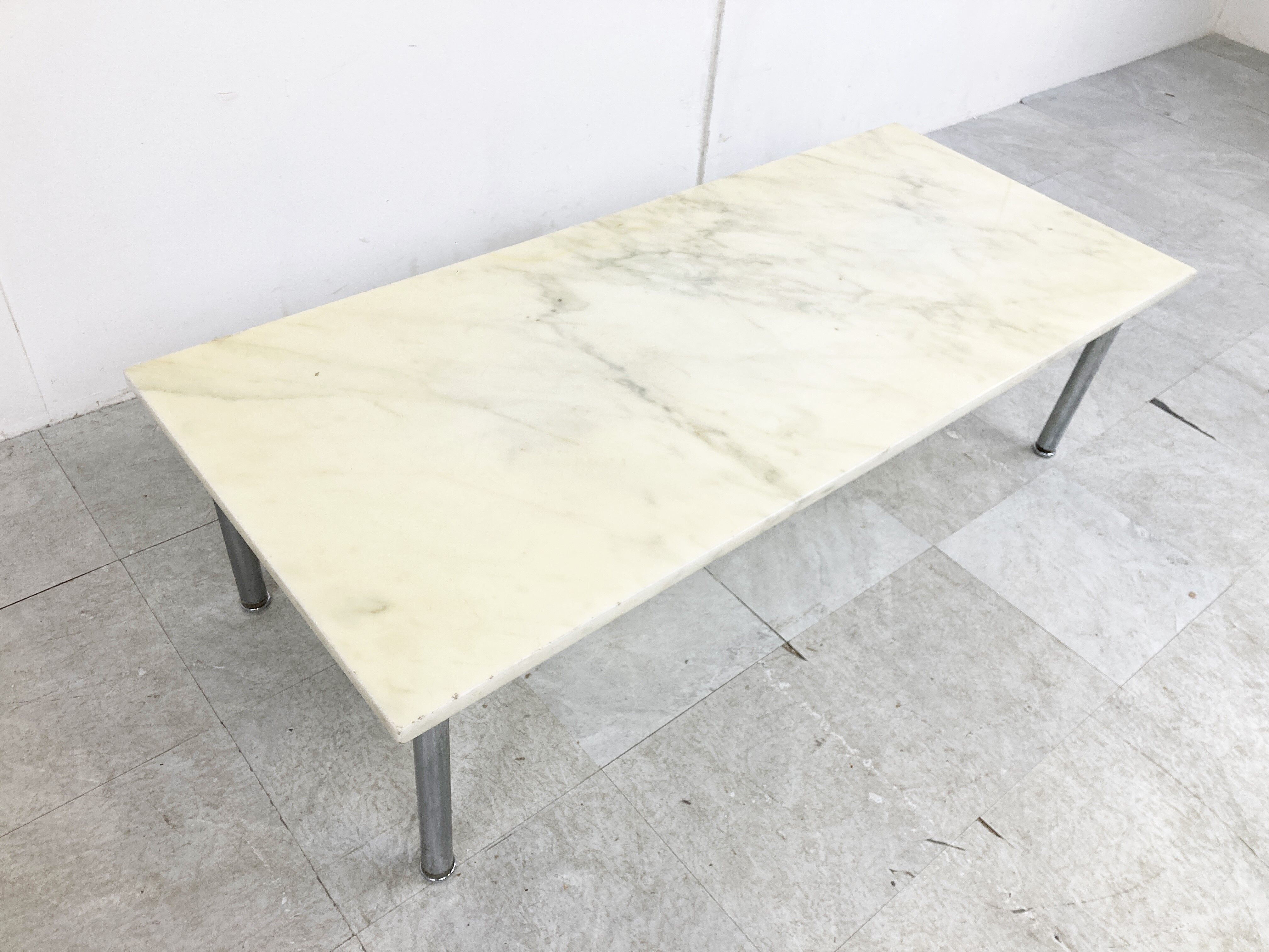Vintage white marble coffee table, 1960s
