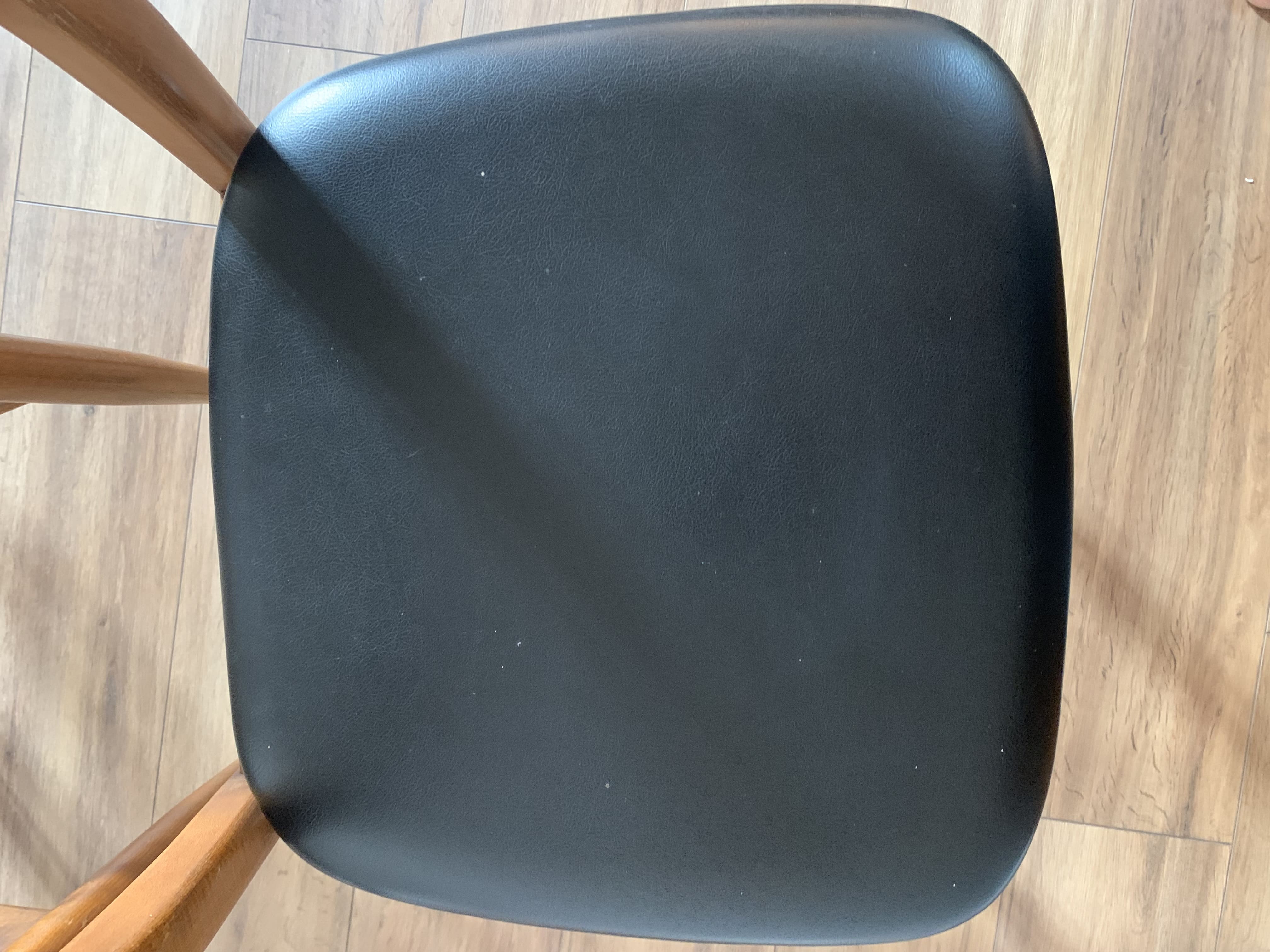 Series of 4 wooden & imitation leather chairs