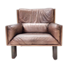 fauteuil en cuir brun postmoderne, Italie