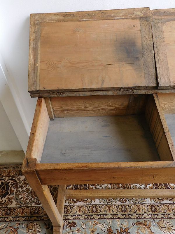Former double desk of school office in pine of the nineteenth century