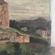 Castelet du pays Cathare, huile sur toile ancienne