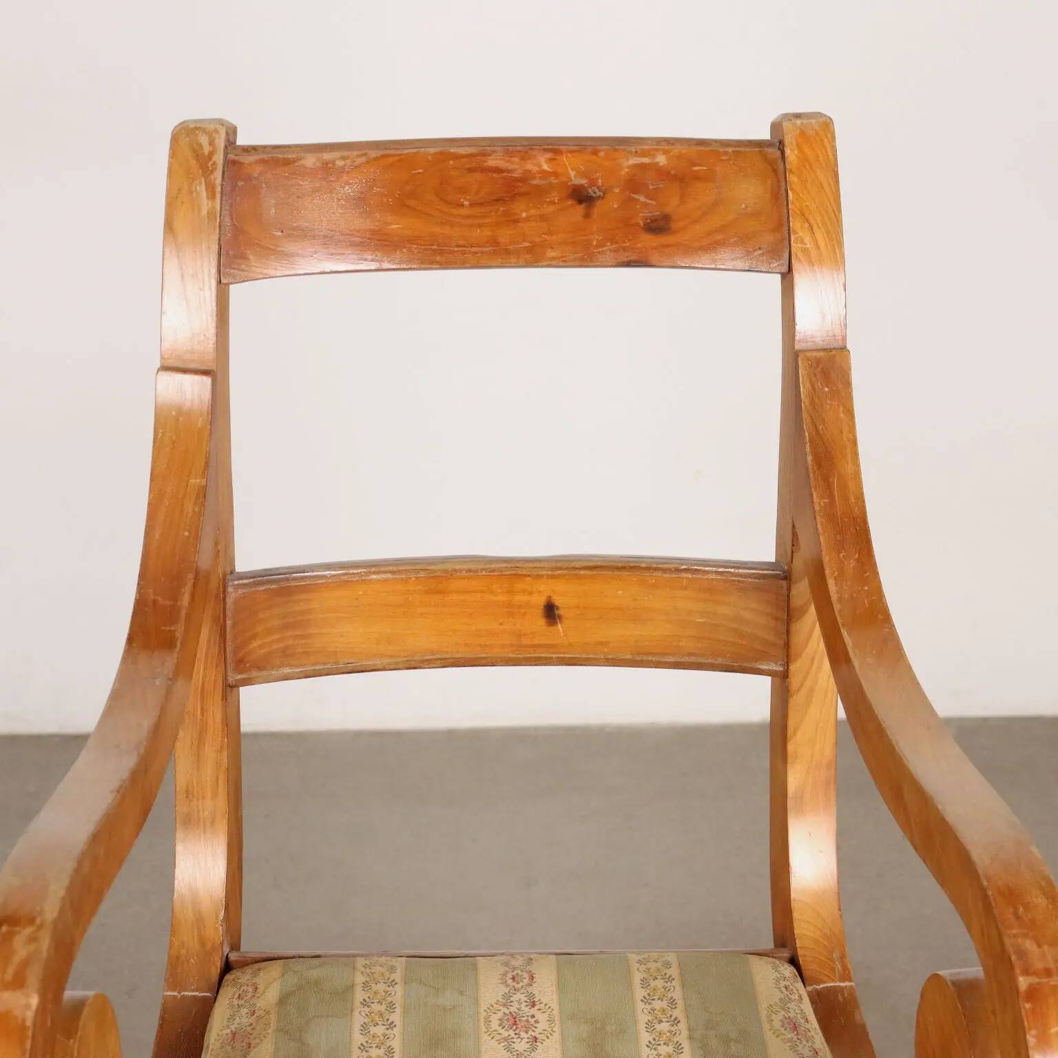 Louis-Philippe antique armchair in cherry wood, Italy, 19th century