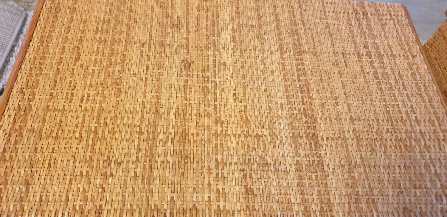 Pair of rattan bedside tables