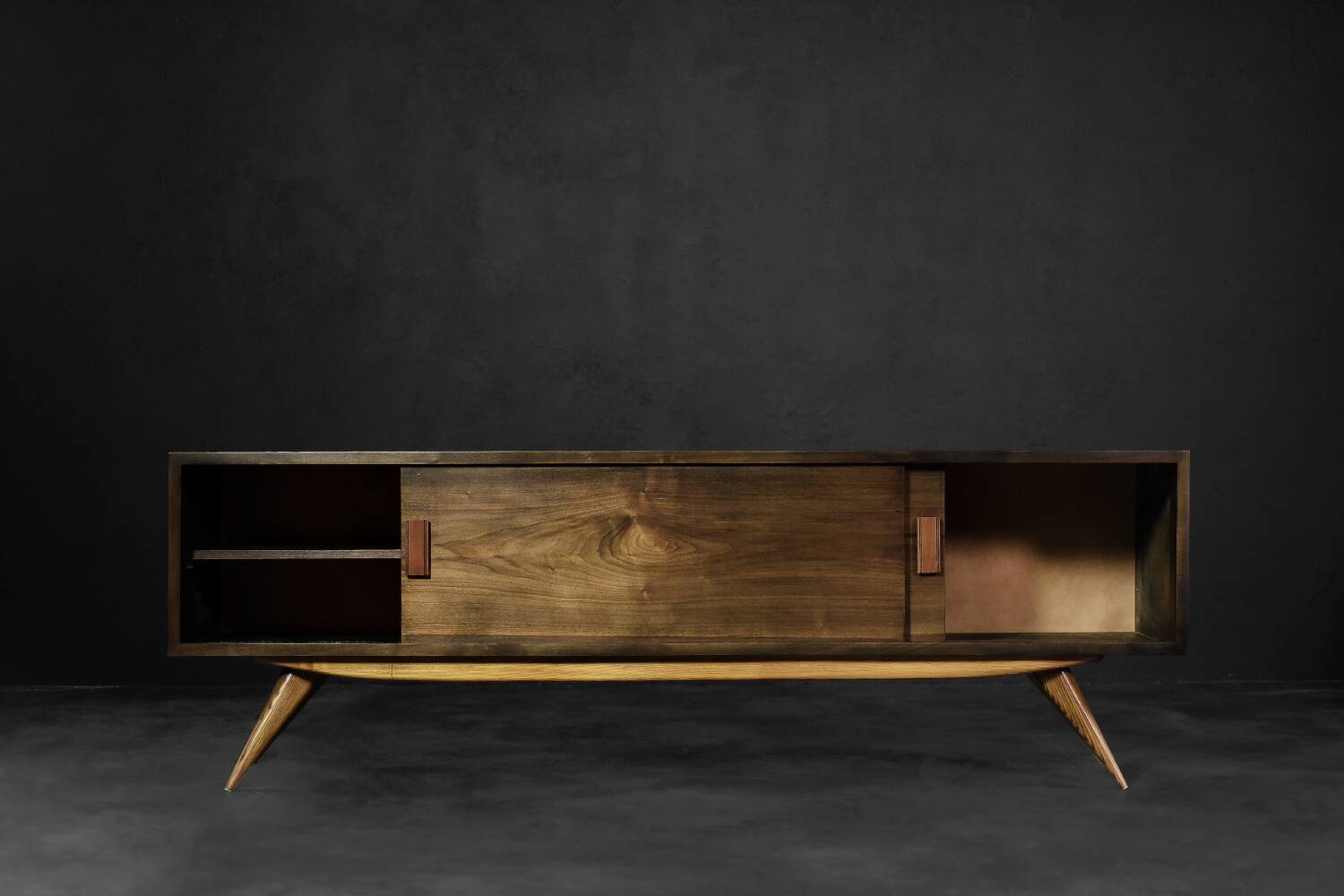Mid-Century Scandinavian Classic Modern Birch Sideboard with Walnut Front, 1960s