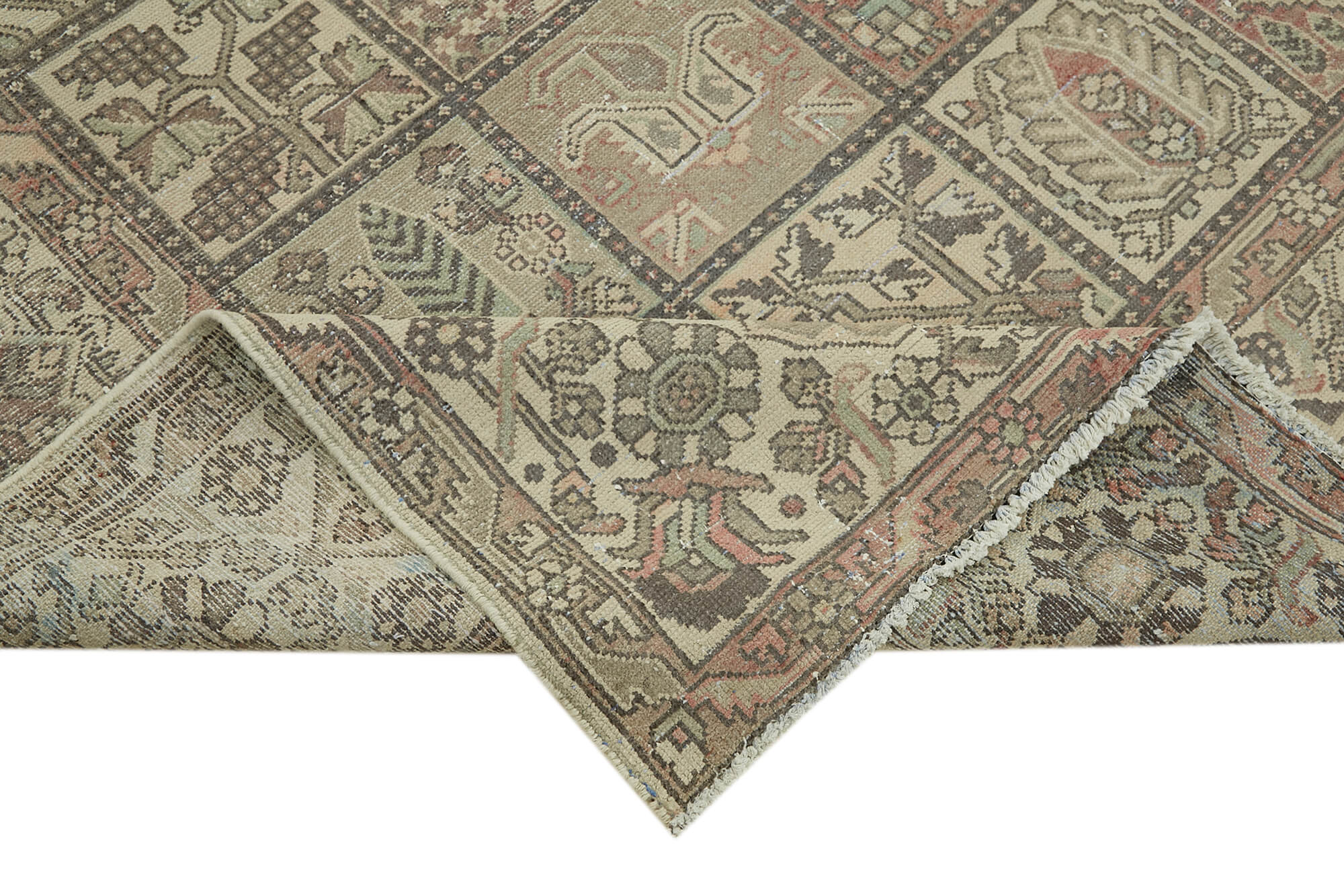 Handmade oriental 1980s 303 cm x 368 cm beige wool carpet