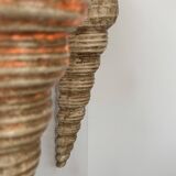 Pair of vintage shell wall sconces, beige fiberglass, France 1960