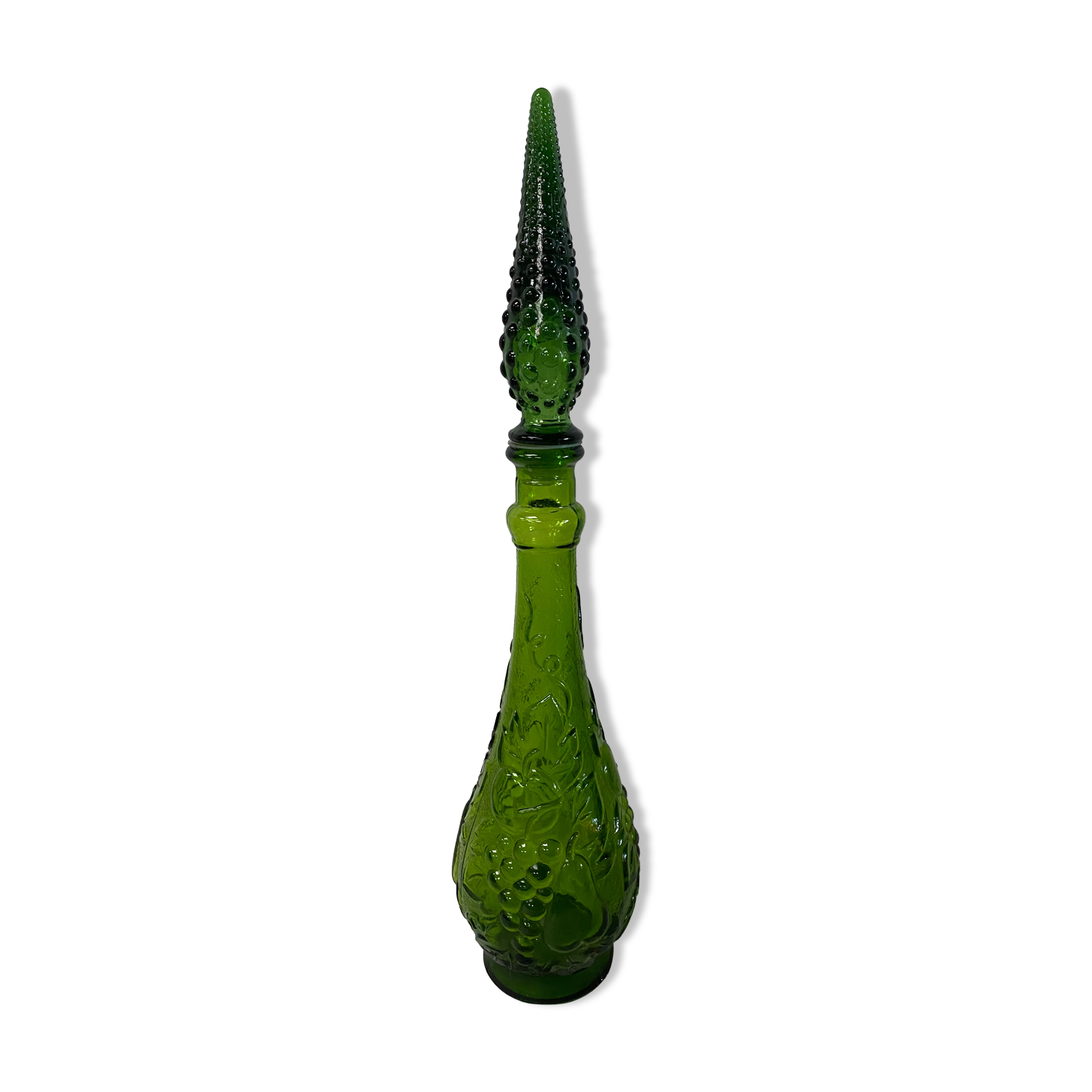 Vintage green glass decanter