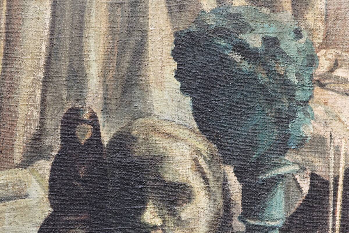 Oil on canvas, studio decor, signed, 1928