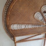 Peacock rattan headboard bed