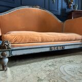 Napoleon iii period sofa in painted and gilded wood with cornucopia decor