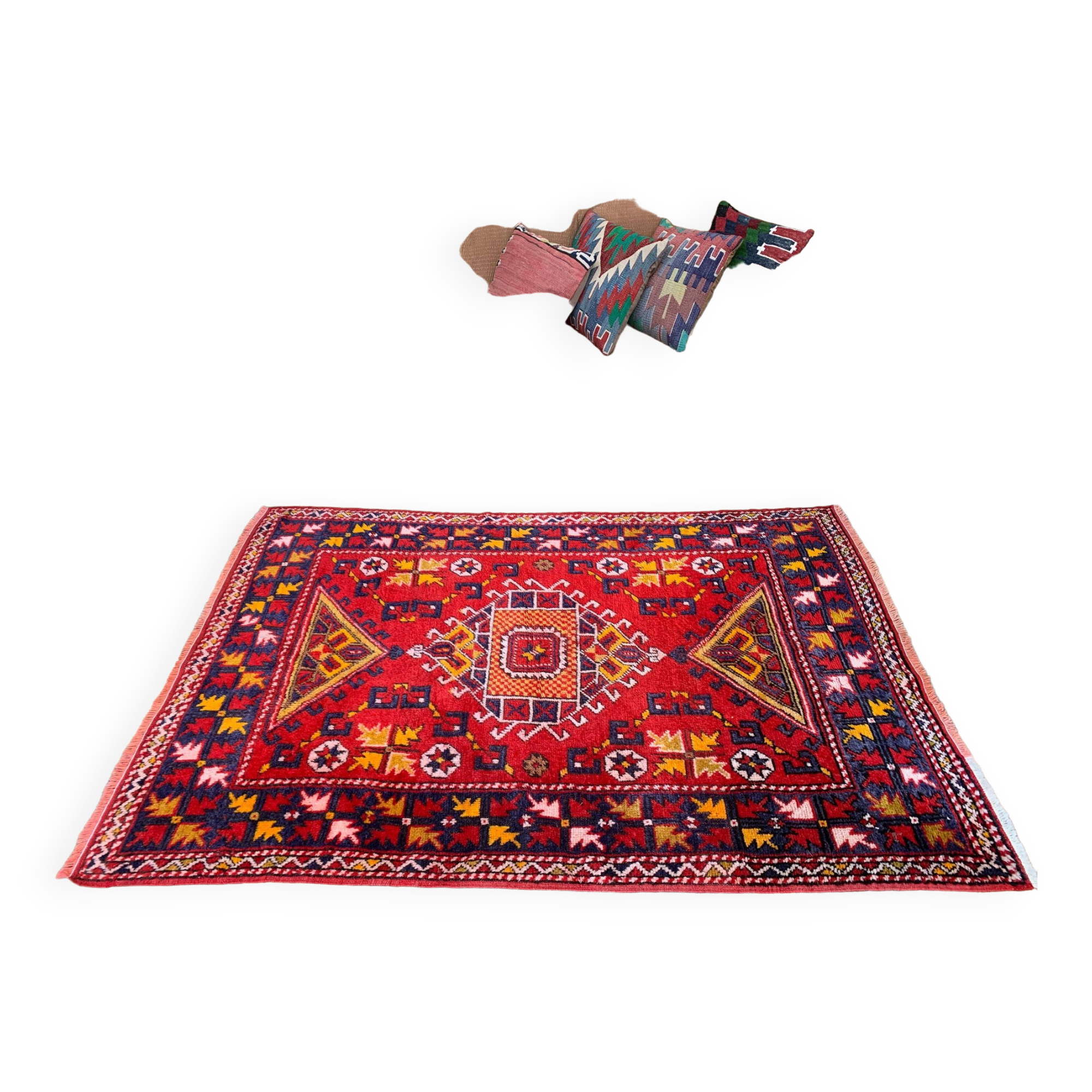 Vintage Western Turkish Rug Oriental 192x127 cm Tribal Medium Carpet