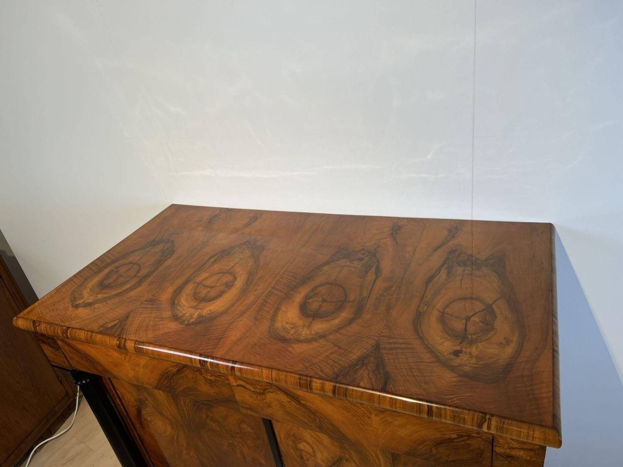 Large Biedermeier Half-Cabinet in Ebonized Walnut, South Germany, 1820