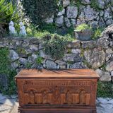Richly carved solid oak chest from the 17th century