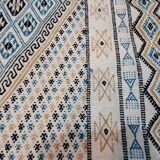 White and blue moroccan wool handmade carpet - 240x150cm