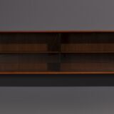 Teak wall cabinet with sliding glass doors