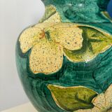 Pied de lampe ceramique made in Italy fleur jaune et vert