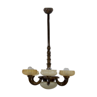 Lustre Art déco en bois, années 1920